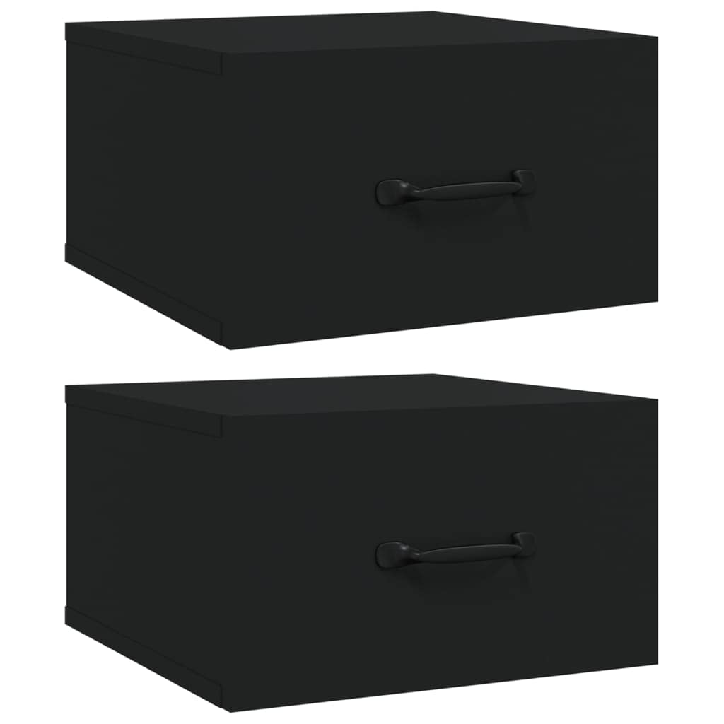 vidaXL Wall-Mounted Bedside Cabinets 2 pcs Black 13.8"x13.8"x7.9"